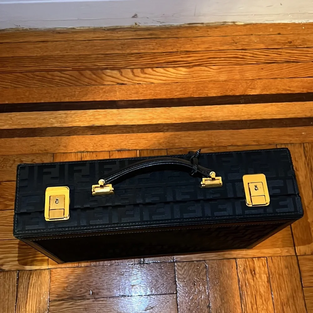 SALE!! Fendi unisex FF jacquard logo monogram jewlery trunk briefcase bag